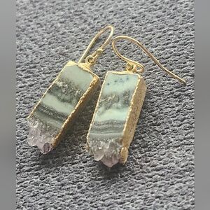 Gold Plated Geode Drop Earrings